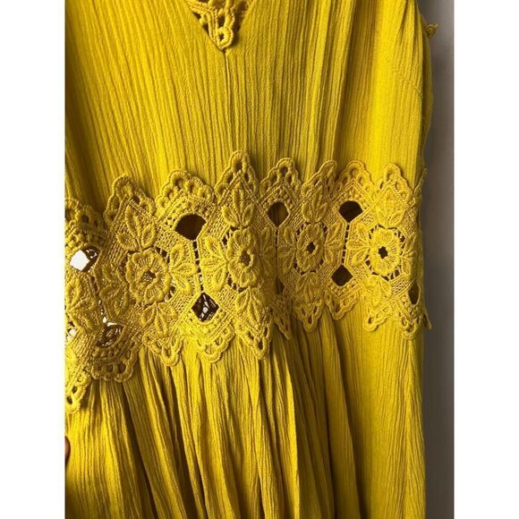 Lulu's This is Love Mustard Yellow Lace Maxi Dress Sz. XS - Picture 4 of 8